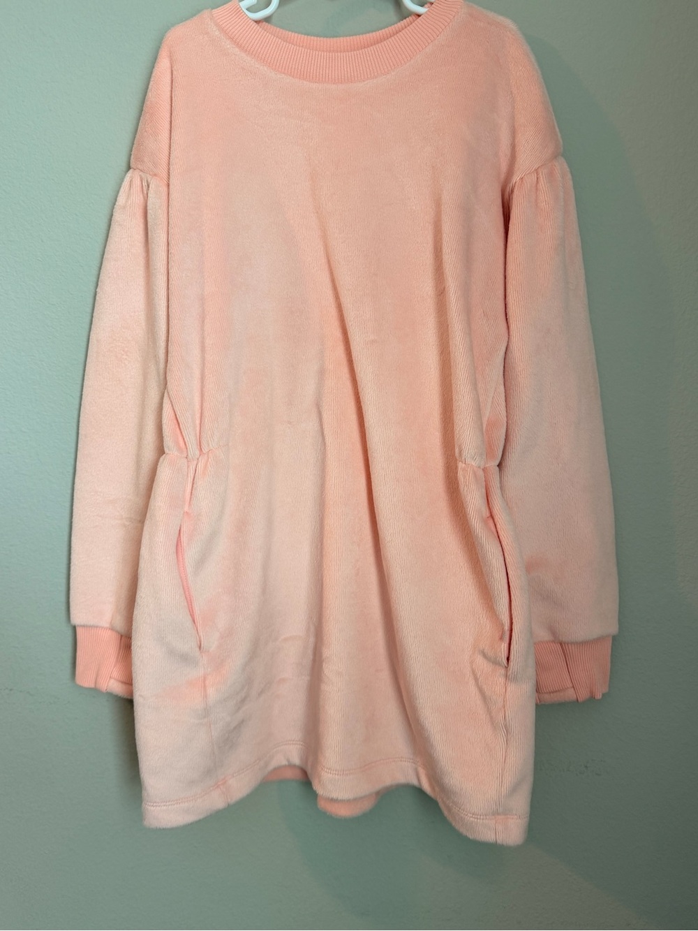 Cozy Plush Pullover Dress - Peach